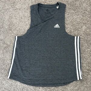 Adidas Charcoal Tank with White Accents